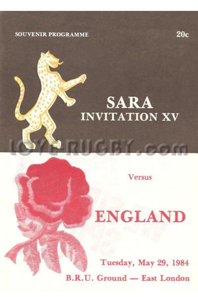 1984 South African Rugby Association v England  Rugby Programme